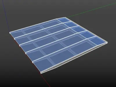 Wafle tappered steel glass canopy Low-poly 3D model