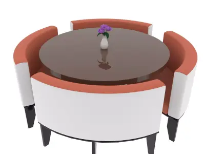 Minimalist Dining Table and Chair Low-poly 3D model