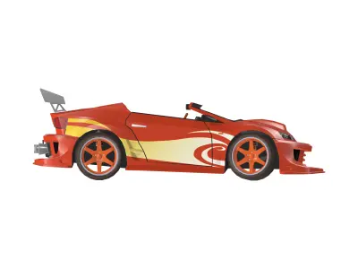 Stylized Orange Sports Car Low Poly Vehicle with Highly detailed 3D model
