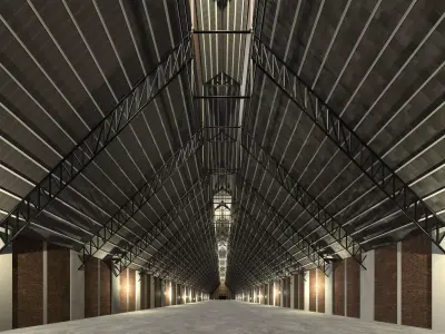 Warehouse with cathedral space 3D model