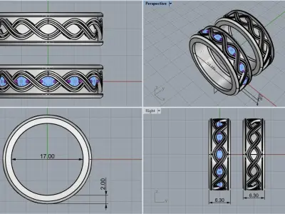 Celtic knot wedding ring model 1013 3D print model