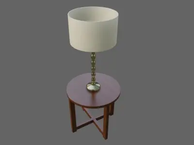 Lampshade and Little Table - Living Room - Abajur Low-poly 3D model