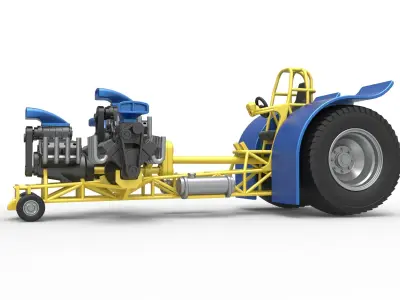Pulling tractor with 4 engines V8 Version 6 Scale 1 to 25 3D print model