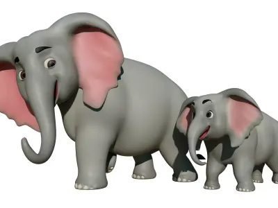 Cartoon Elephants Jumbo - Dumbo - MAYA Rigged and Blender Rigged Low-poly 3D model