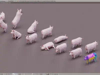 Farm Pigs Low-poly 3D model