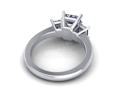 Three Stone Diamond Ring 3D print model
