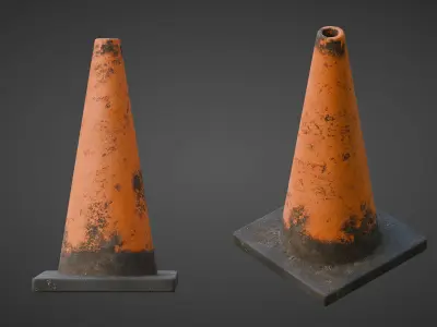 Old Worn Safety Cone Free low-poly 3D model