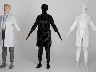 Adult woman in a medical gown ready for animation 192 Low-poly 3D model