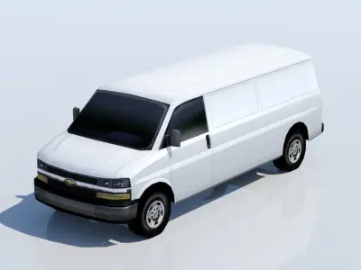 Chevy Van Express Static Low Poly Parking lot Low-poly 3D model