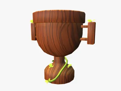 Cartoon Wooden Trophy Low-poly 3D model