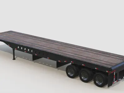 Tridem Oilfield Float Trailer Low-poly 3D model