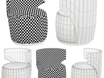 Luxury Upholstered Ivory Soft Velvelt Stool - Siganture 3d model Low-poly 3D model