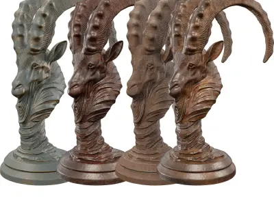 Majestic Ram Head Sculpture 3D model