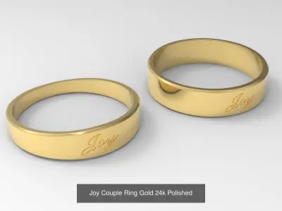 Couple Finger Rings with Fruit of Holy Spirit Gold 3D Model Pack