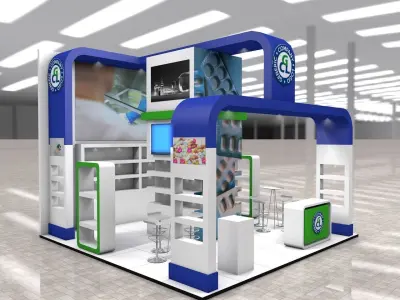 Exhibition Stand Booth stall 6x6m Height 500cm 3 Sides Open 3D model