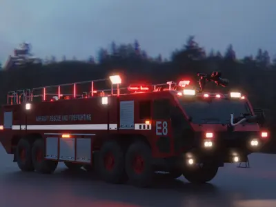 Airport Fire Truck ARFF Crash Tender 8x8 3D model