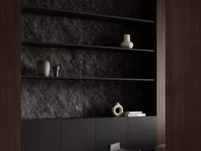 Modern living room dining room interior scenes 185 3D model