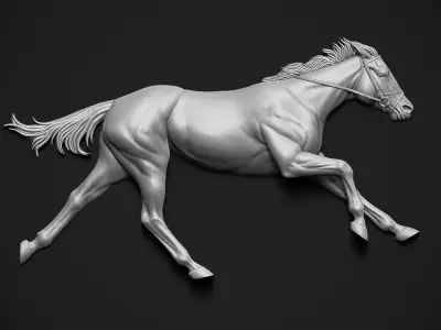 Running Horse Bas Relief 3D print model