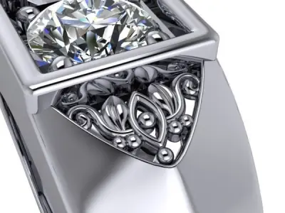 Mens Vintage Classic  Solitaire wedding band Ring sz 10 3D print model