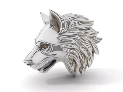 Silver Wolf Head model pack Low-poly 3D model