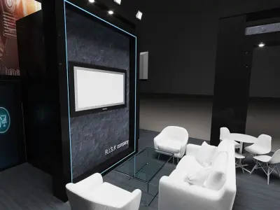 Exhibition booth design all sides opened island 3D model