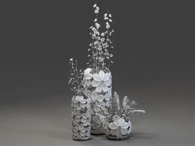 Indoor plants in a decorative vases 3D model