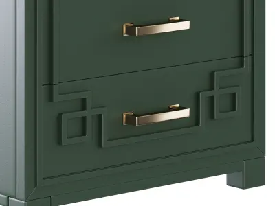 SAFAVIEH Raina Three Drawer Greek Key Night Stand Black 3D model