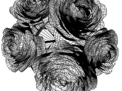 Glass vase with flowers 3D model