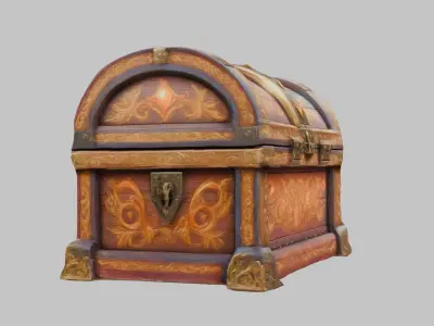 Stylized Hand Painted Chest 3D Model Low-poly 3D model