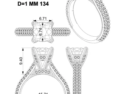 Luxury engagement ring 3D print model 8