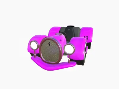 Cartoon Kart E05 Pink - Vehicle Racing Design Low-poly 3D model