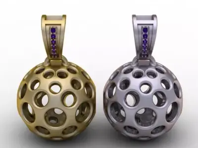 GeoSphere Orb Pendan  Hollow Multi Hole Luxury Jewelry STL 3D print model