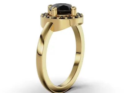 Women ring with a round stone 3D print model