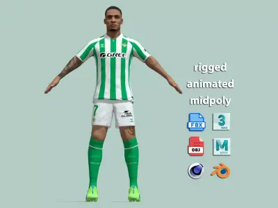 T-Pose Rigged Antony Real Betis 3D model