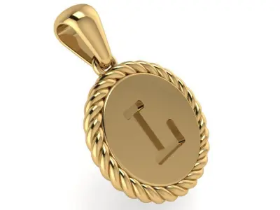L Letter Circle Pendant 2599 3D print model