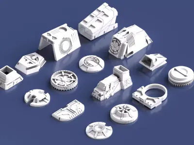 Sci-Fi Futuristic Style Hard Surface Assets Low-poly 3D model