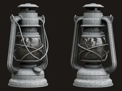 Low Poly PBR Oil Lantern Low-poly 3D model