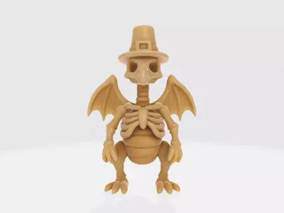 Thanksgiving Skeleton Turkey 3D Print Pilgrim Hat 3D print model