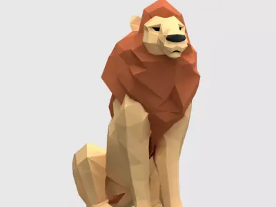 Lions lion Low-poly 3D model