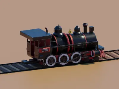 Stylized Locomotive Low-poly 3D model