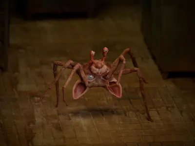 The Spider Cat game character for Horror games Low-poly 3D model