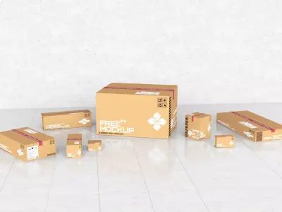 Cardboard Boxes Collection 05- PBR Low-Poly Low-poly 3D model
