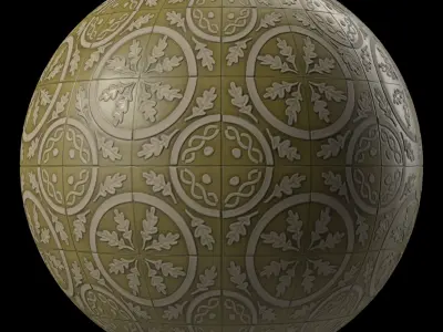 Stone Wall Materials 110- Ornament Ceramic Tile - Pbr Seamless Texture