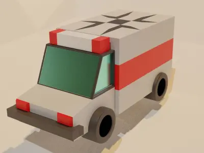 car like ambulance Low-poly 3D model