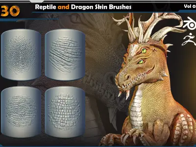 Reptile and Dragon Skin Brushes  Vol 03 3D model
