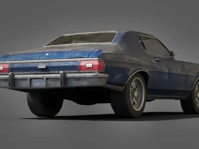 Old classic car lowpoly Low-poly 3D model