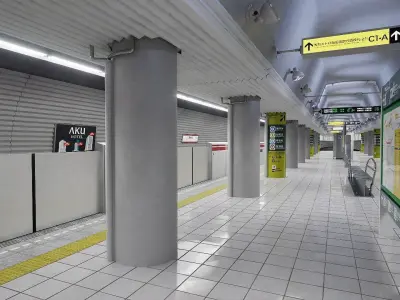Tokyo Metro Station 01 Low-poly 3D model