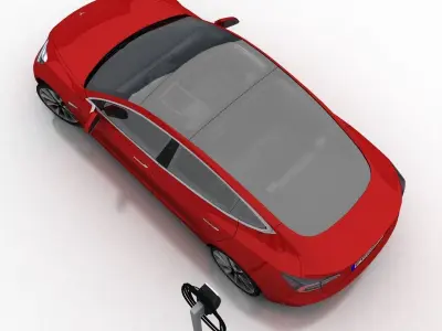 Tesla 3 electric car Low-poly 3D model