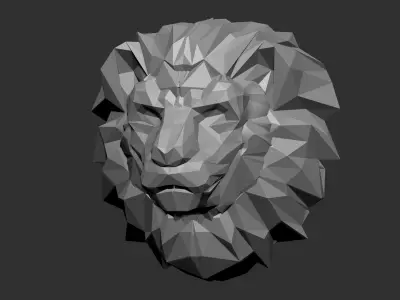 polygonal lion head 3D print model