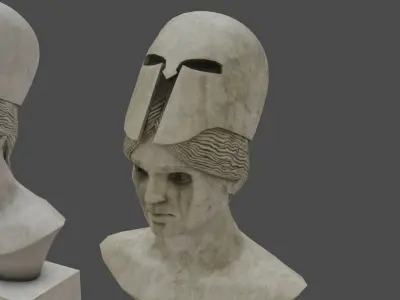 Low Poly Pallid Bust Of Pallas With PBR Materials Low-poly 3D model
